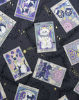 Tarot Cats Cotton Sheeting - Black
