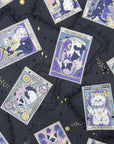 Tarot Cats Cotton Sheeting - Black
