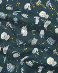 Constellation Cats Cotton Sheeting - Green
