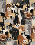 Art Animal Cats Cotton Linen Canvas - Beige YGA-91060-1