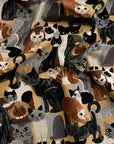 Art Animal Cats Cotton Linen Canvas - Beige YGA-91060-1