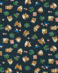 Funny Japan Shiba Inu Cotton Dobby - Navy YKA-31060-2