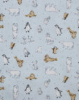 Artic Animals Cotton Double Gauze - Light Blue