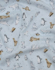 Artic Animals Cotton Double Gauze - Light Blue