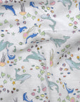 Aquatic Animals Cotton Double Gauze - White