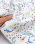Aquatic Animals Cotton Double Gauze - White
