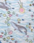 Aquatic Animals Cotton Double Gauze - Blue & White