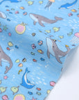 Aquatic Animals Cotton Double Gauze - Light Blue