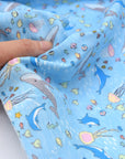 Aquatic Animals Cotton Double Gauze - Light Blue