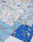 Aquatic Animals Cotton Double Gauze - Light Blue