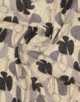 Floral Grid Cotton Linen Sheeting - White x Black