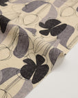Floral Grid Cotton Linen Sheeting - White x Black