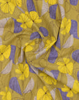 Floral Grid Cotton Linen Sheeting - Dark Beige
