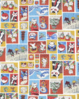 Funny Cats in Japan Cotton Sheeting - Red