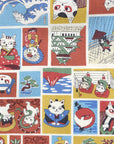 Funny Cats in Japan Cotton Sheeting - Red