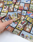 Funny Cats in Japan Cotton Sheeting - Black