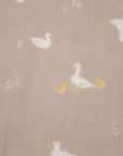 Duck & Flower Cotton Double Gauze - Light Brown