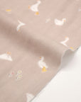 Duck & Flower Cotton Double Gauze - Light Brown