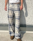 Yarn Dyed Linen Cotton Blend Banshu-ori Check Fabric - Off White x Navy