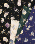 Constellation Cats Cotton Sheeting - Black