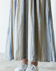 Yarn Dyed Linen Cotton Blend Banshu-ori Stripe Fabric - Off White x Blue