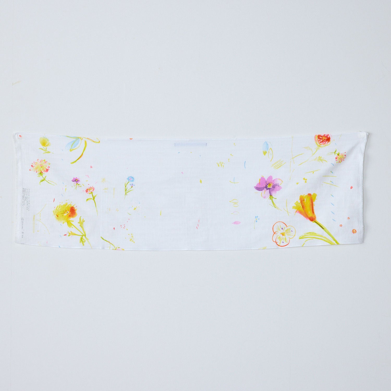 [Kokka Lifestyle] nani IRO Double Gauze Tenugui - Hana no toki niwa - White