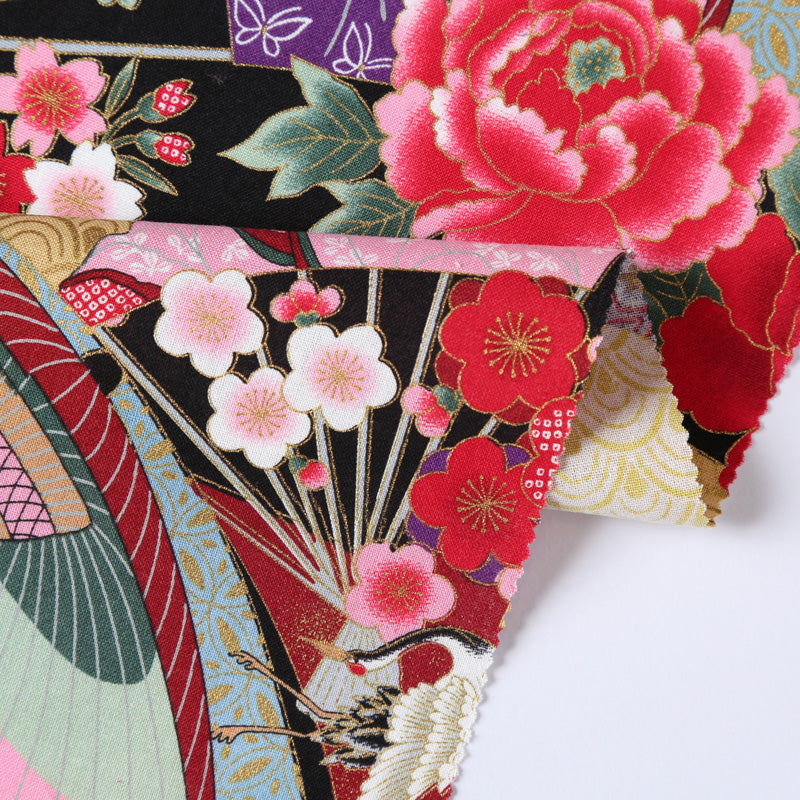 Geisha Chrysanthemum Traditional Japanese Cotton Sheeting