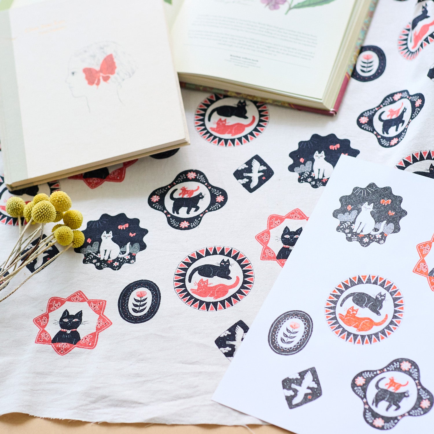 Sanae Sugimoto Cat Days Cotton Linen Sheeting EGX-9230-1