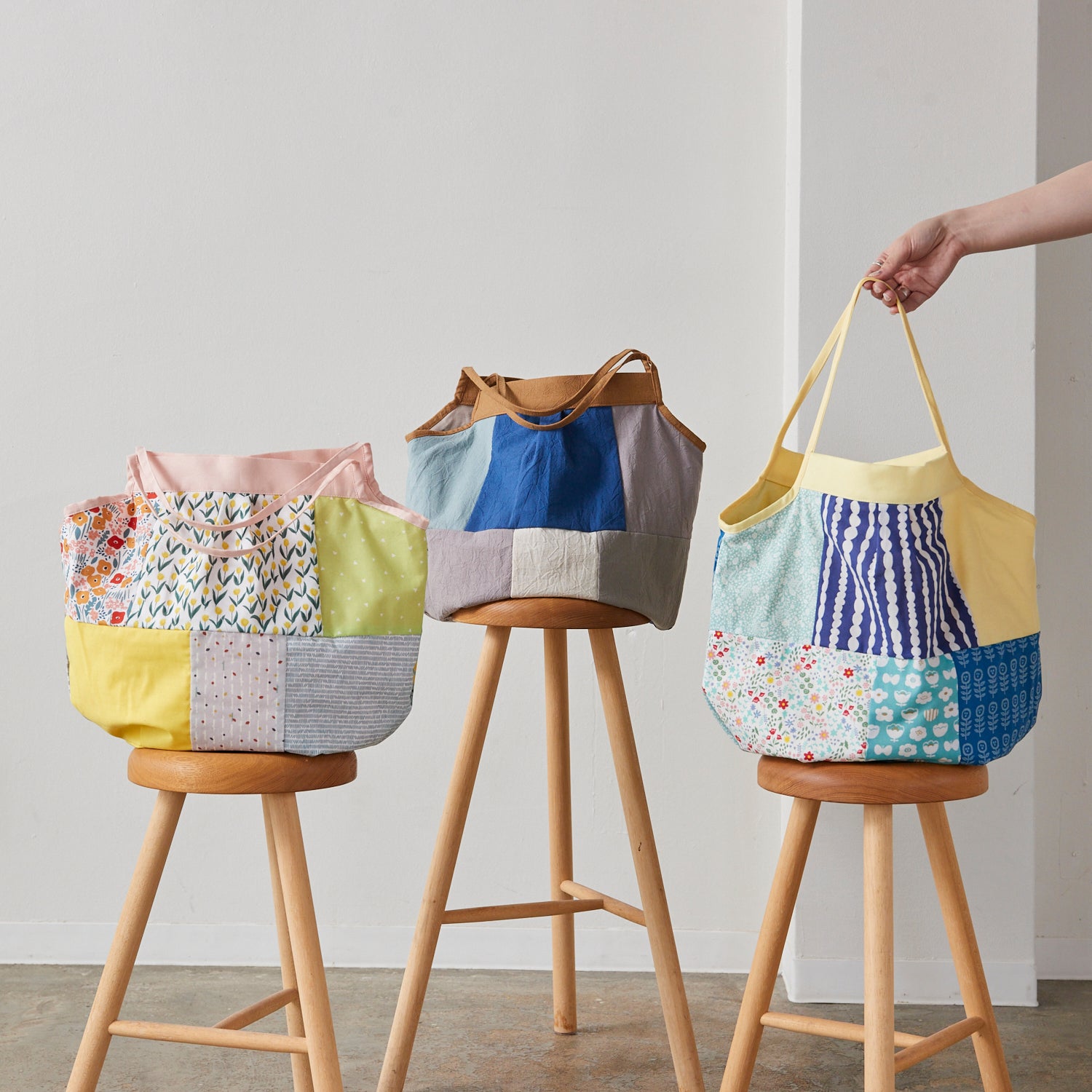 Patchwork Tote Bag Digital PDF Pattern & Illustrated Sewing