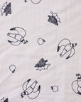 +HAyU Doves Embroidered Cotton Double Gauze - White