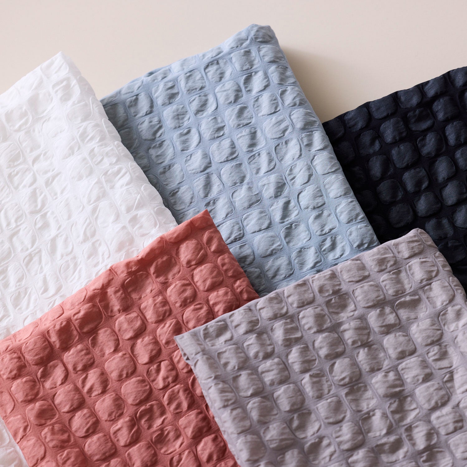 Waffle Squares Textured Cotton Lawn - Grey NFA-65960-961