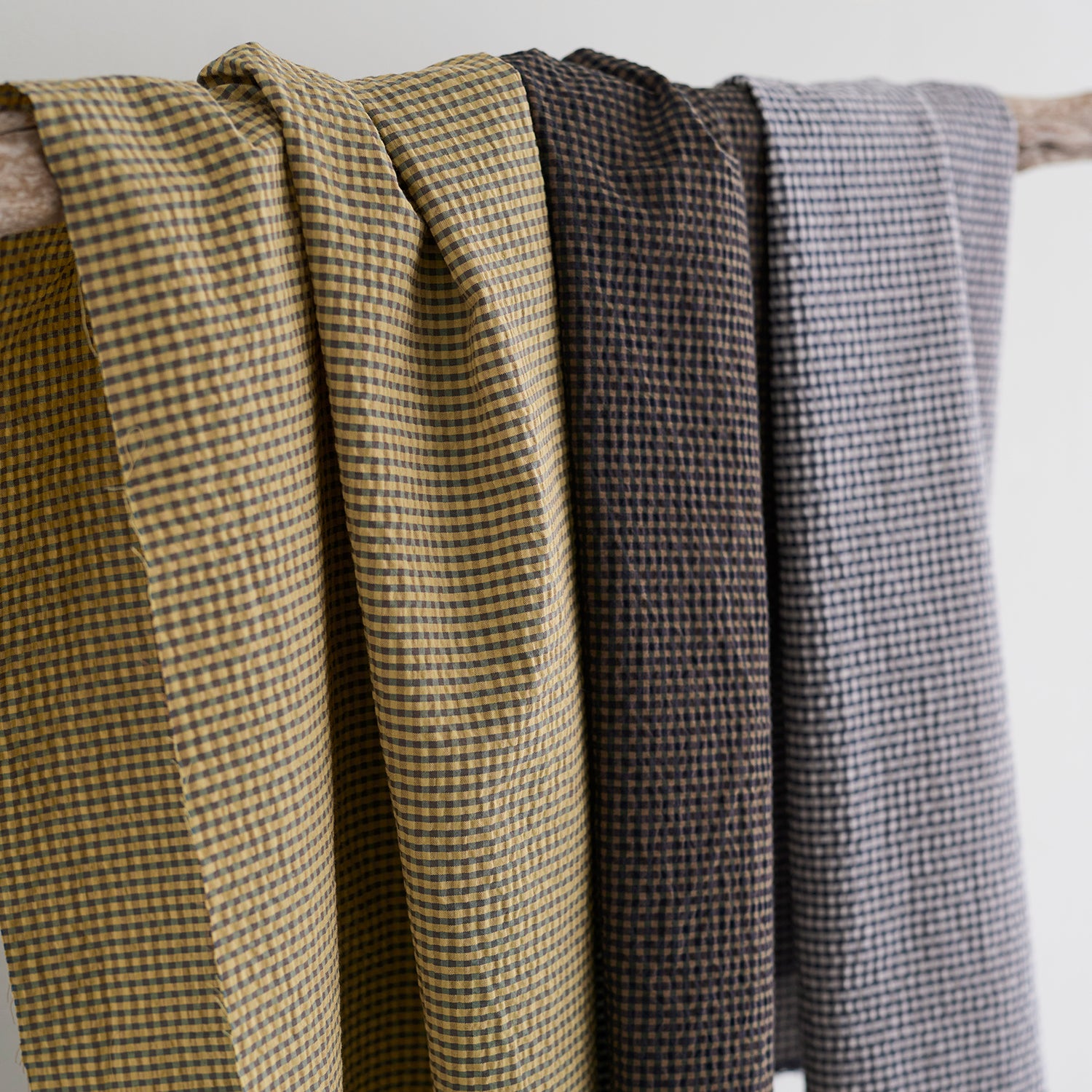 Yarn Dyed Gingham Seersucker Organic Cotton Fabric | Kokka Fabrics