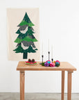echino Xmas Tree Cotton Linen Canvas Panel Fabric EKX-98150-1