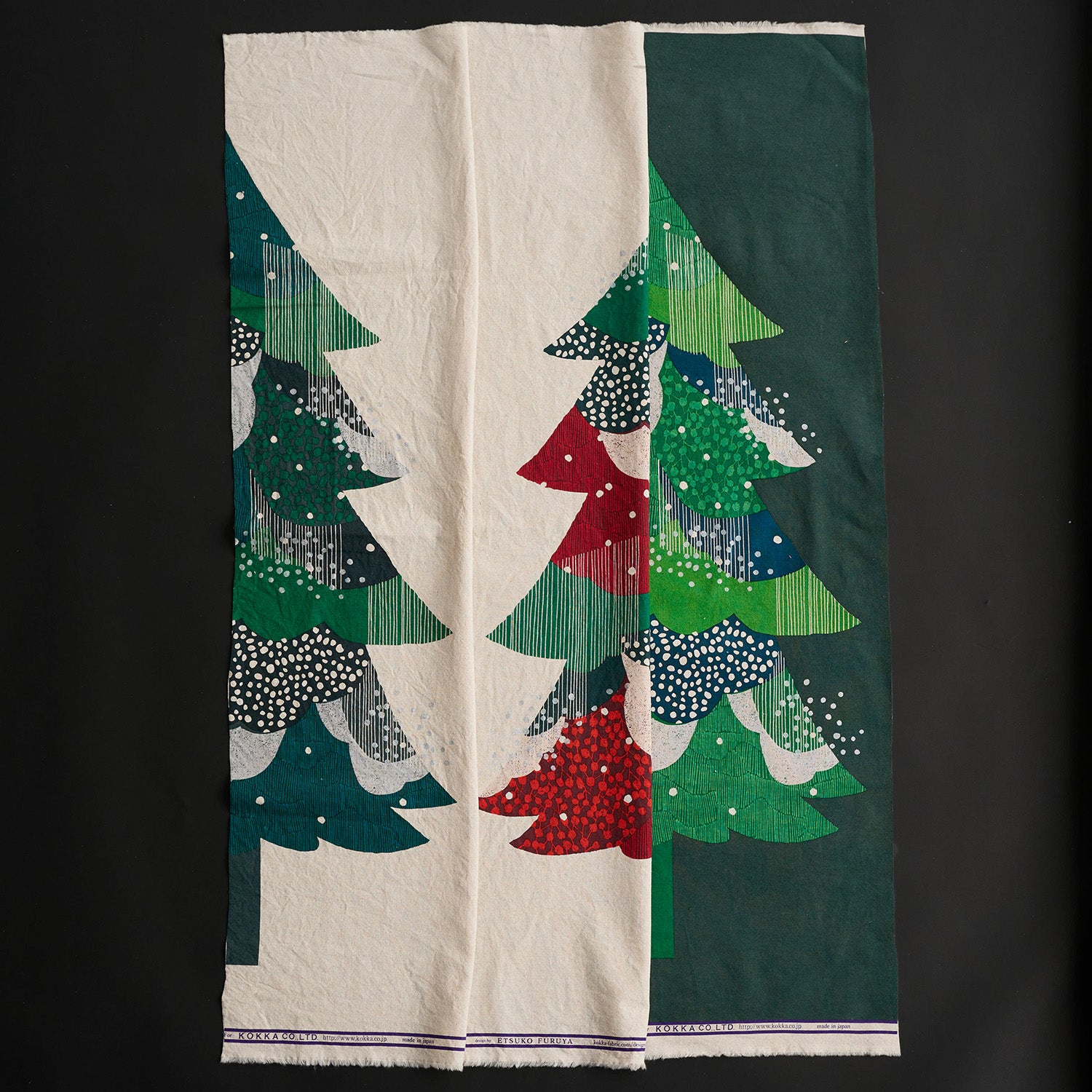echino Xmas Tree Cotton Linen Canvas Panel Fabric EKX-98150-1