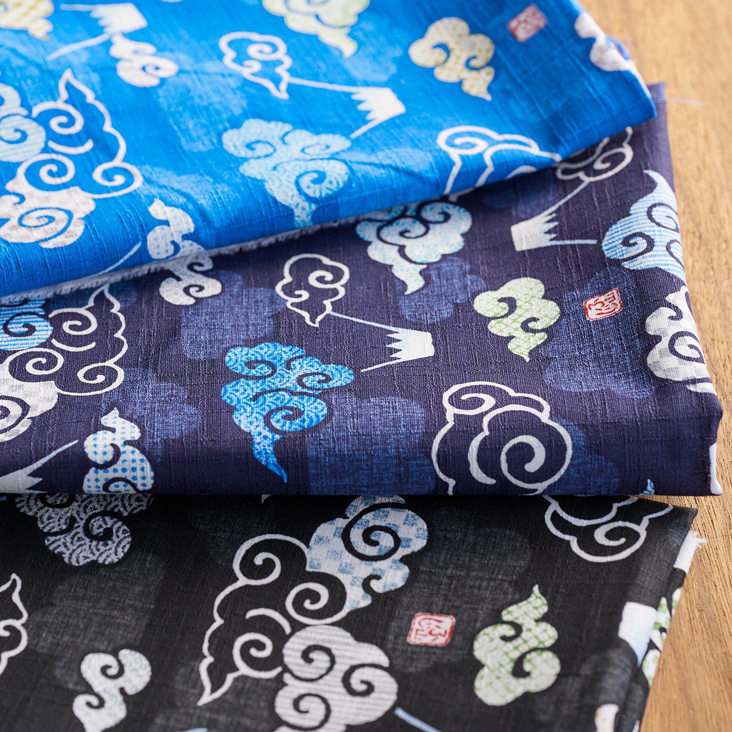 Mt Fuji and Clouds Cotton Dobby Cloth YGA-89040-2