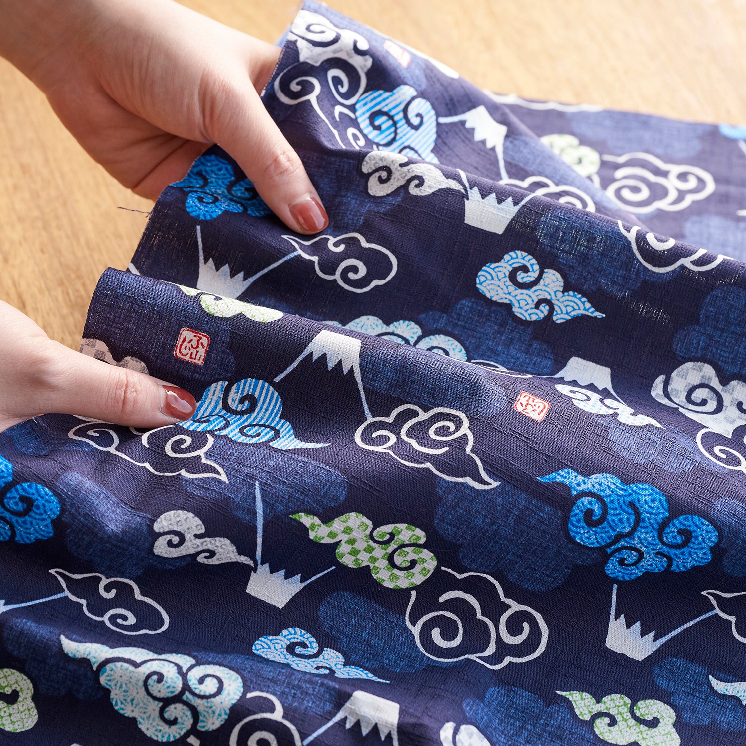 Mt Fuji and Clouds Cotton Dobby Cloth YGA-89040-2