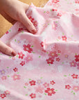 Cherry Blossom and Rabbit Cotton Dobby Cloth YGA-89040-1