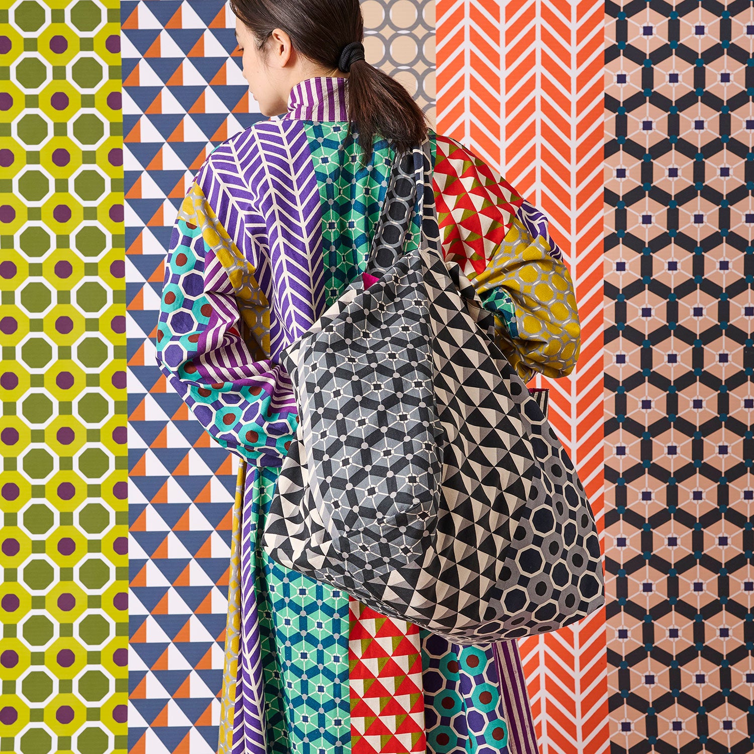 [Fabric Sample] echino Geometric Panels Canvas