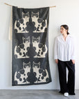 echino Nekonoe TWO CAT Cotton Linen Canvas Panel Fabric EYX-91100-100