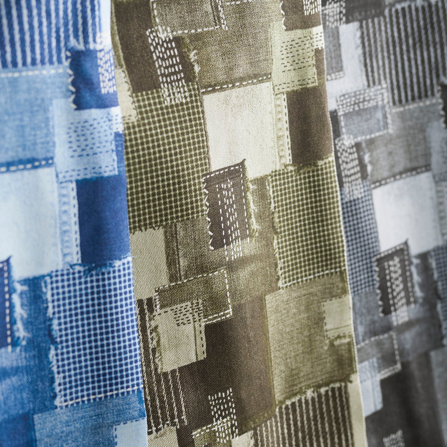 Sashiko Patchwork Print Cotton Twill | Kokka Fabrics