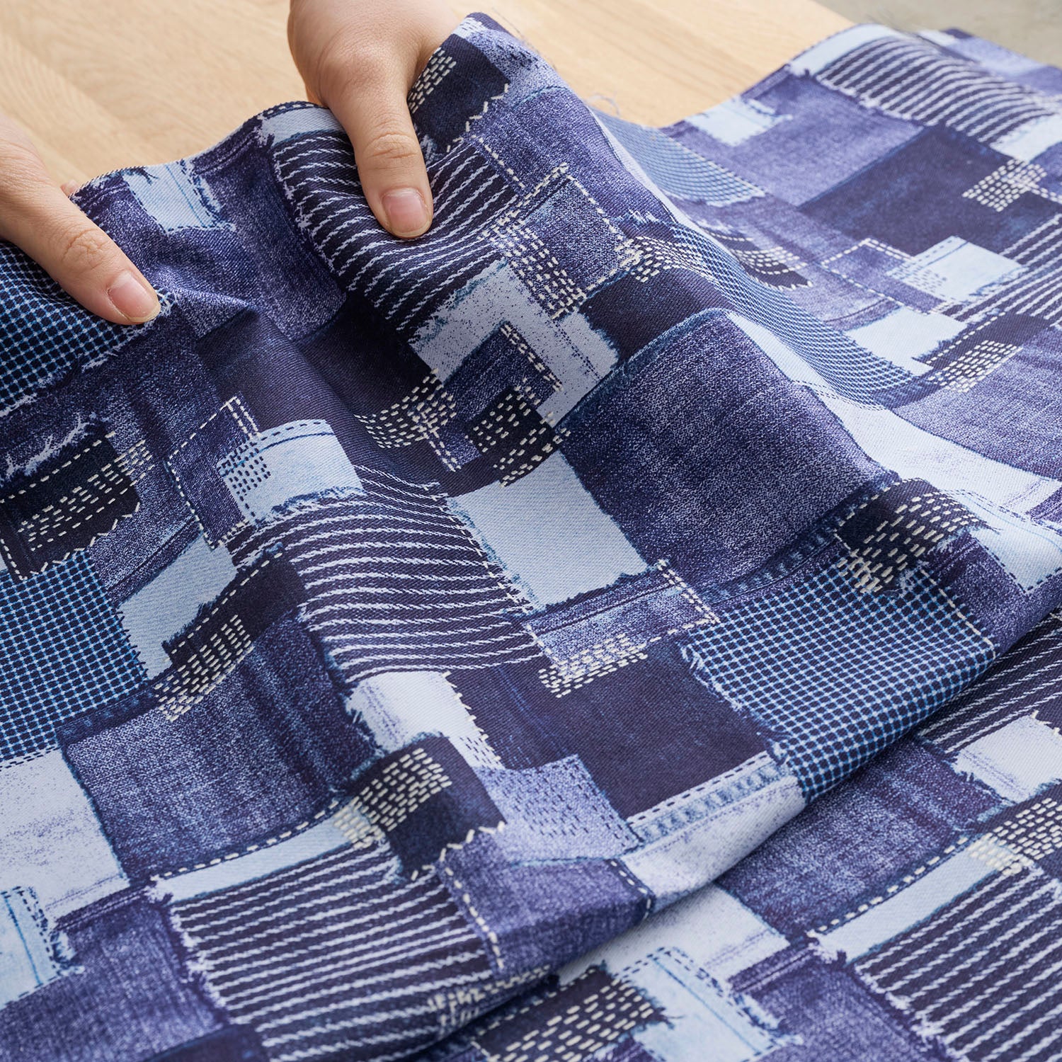 Sashiko Patchwork Print Cotton Twill | Kokka Fabrics