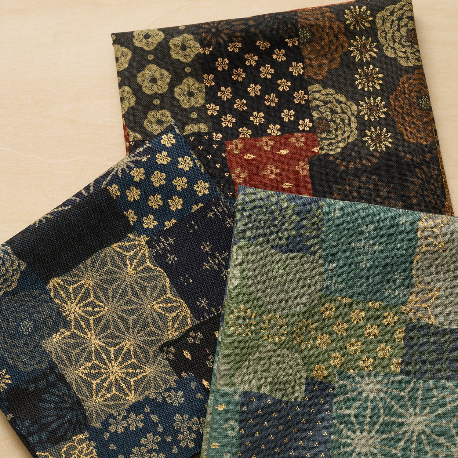 [Fabric Sample] Patchwork Print Cotton Slub Fabric