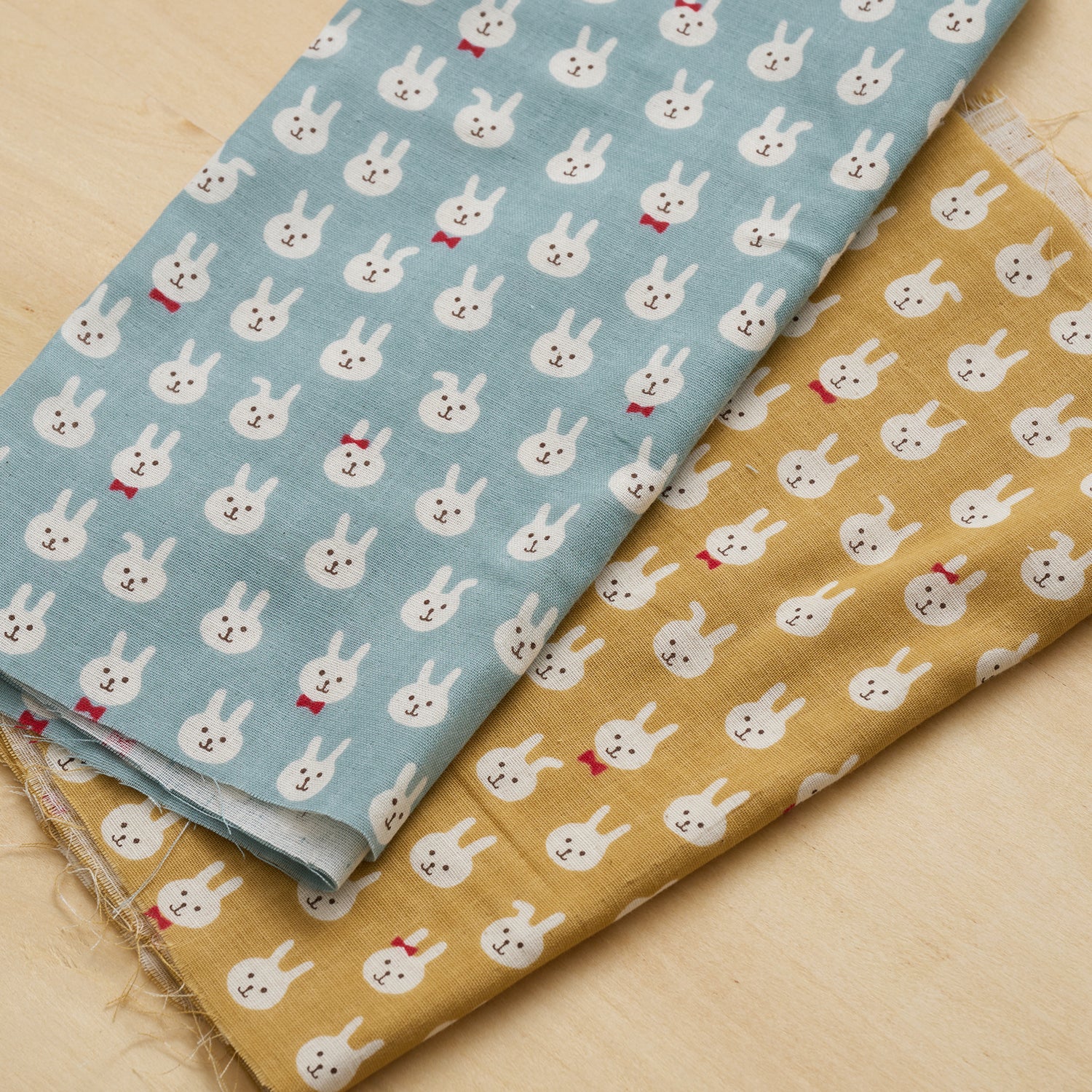 Bow-tie Bunnies Cotton Double Gauze - Yellow