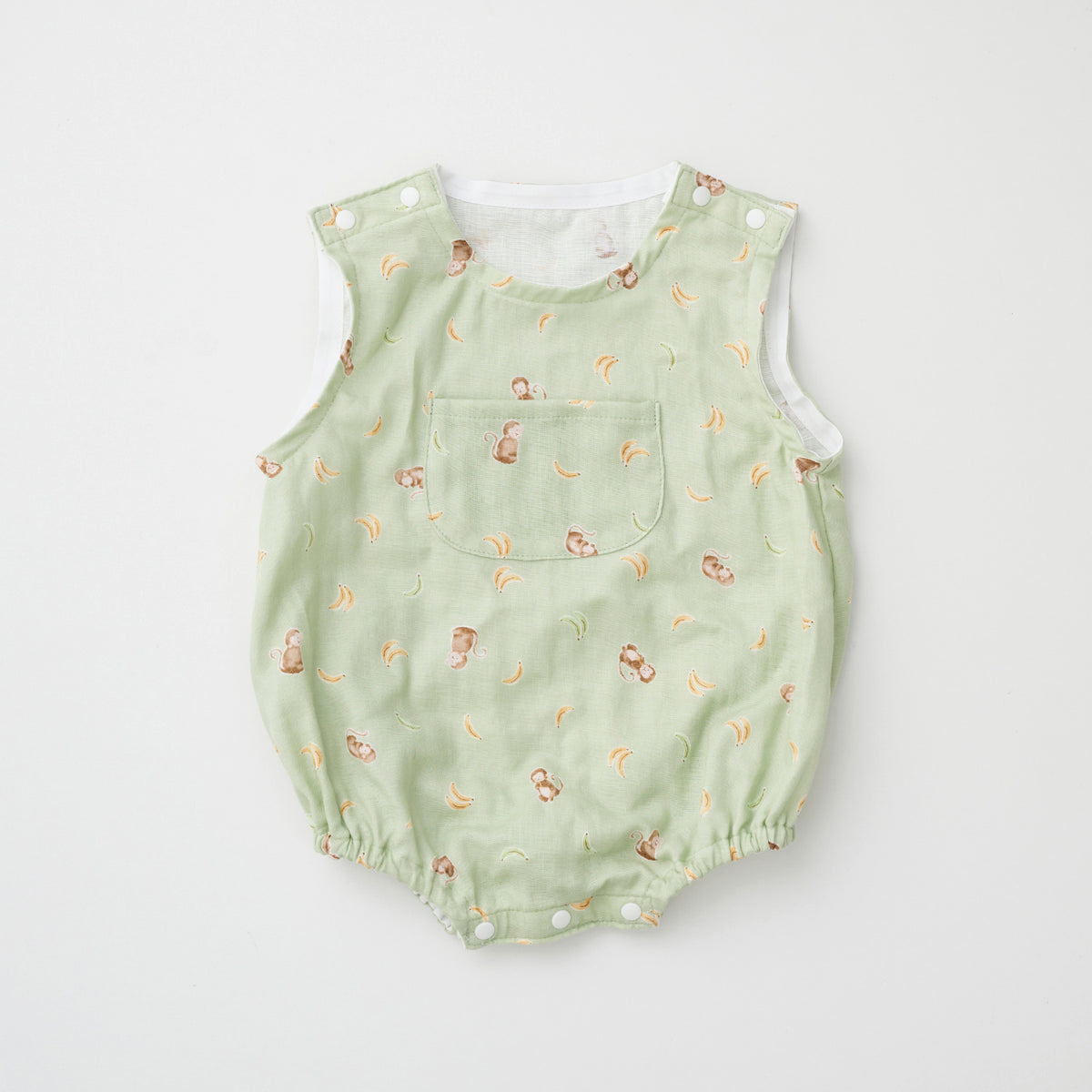 Monkey &amp;  Banana Cotton Double Gauze - White