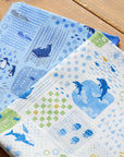 Sea Animals Cotton Dobby - Blue