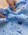 Sea Animals Cotton Dobby - Blue