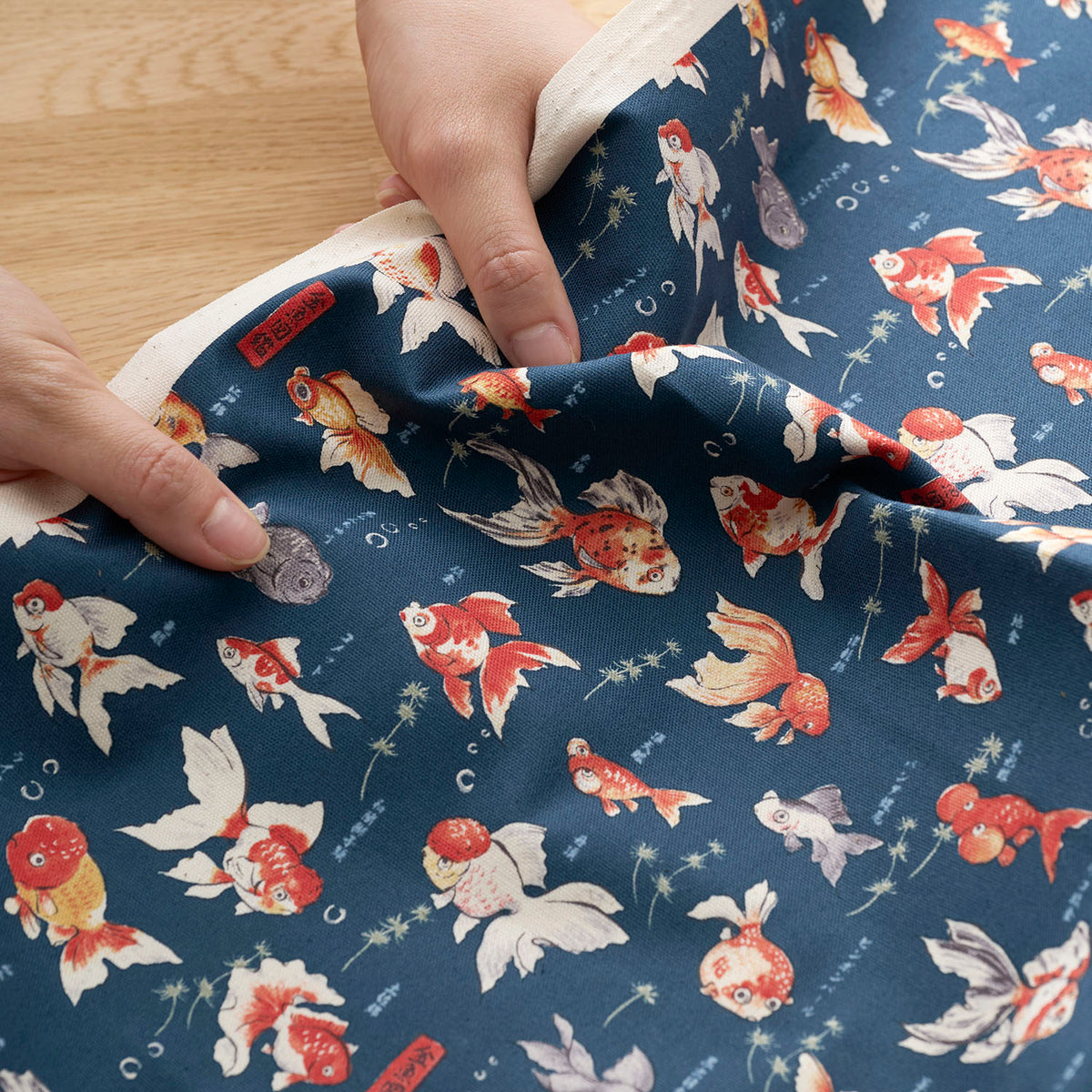 Japanese Goldfish Cotton Oxford - Navy