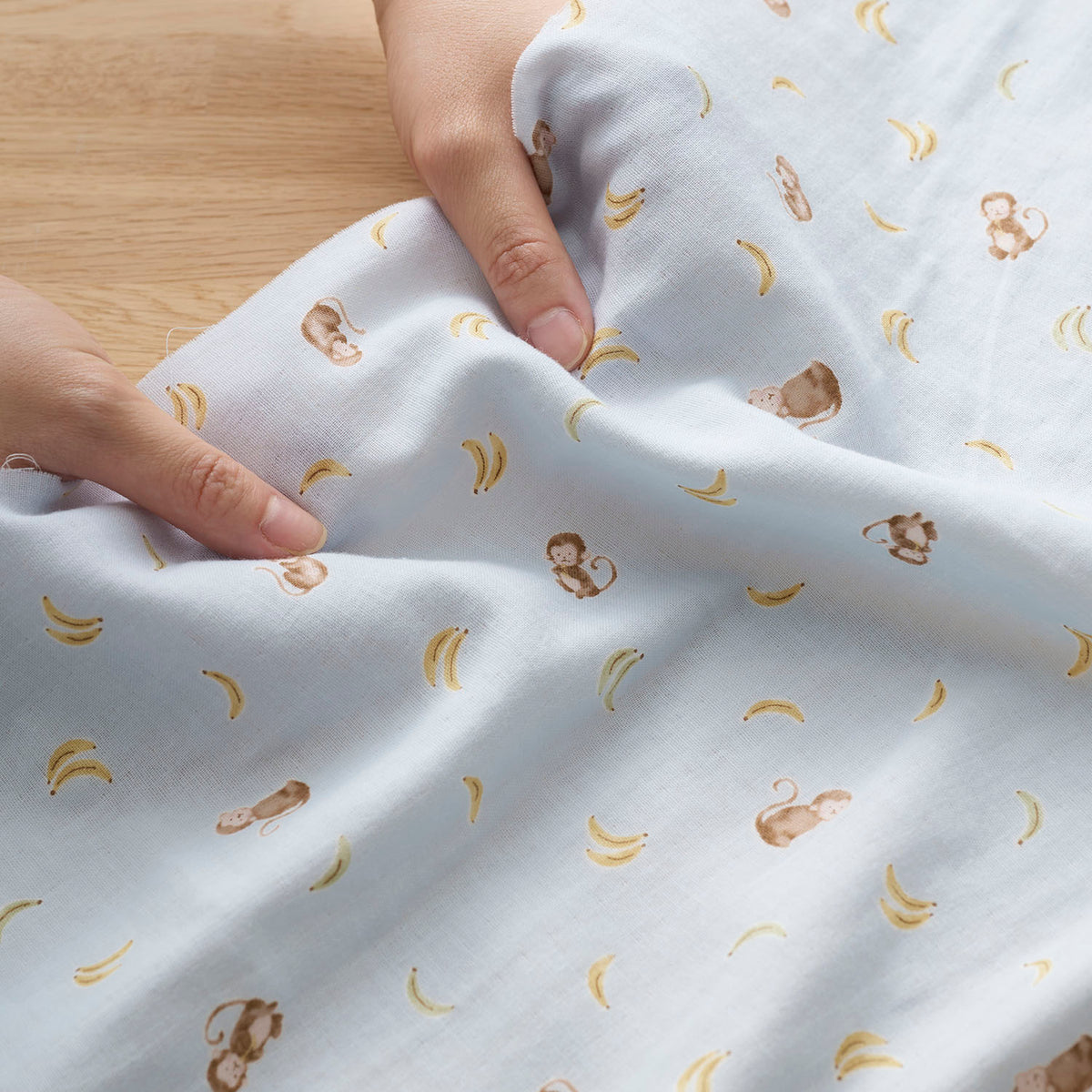 Monkey &amp;  Banana Cotton Double Gauze - Green
