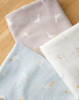 Duck & Flower Cotton Double Gauze - White