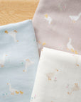 Duck & Flower Cotton Double Gauze - White